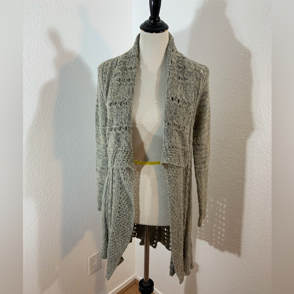 🌹New Listing🌹EUC Rosie Neira Gray Open-Front Knit Long Cardigan Sweater